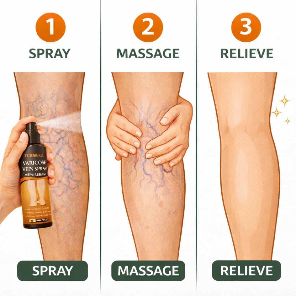 (Buy 1 Get 1 Free) Herbal Turmeric Varicose Vein Spray – Feel Relief in Minutes 🌿🟡